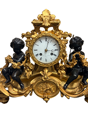 French ormolu and bronze mantle clock